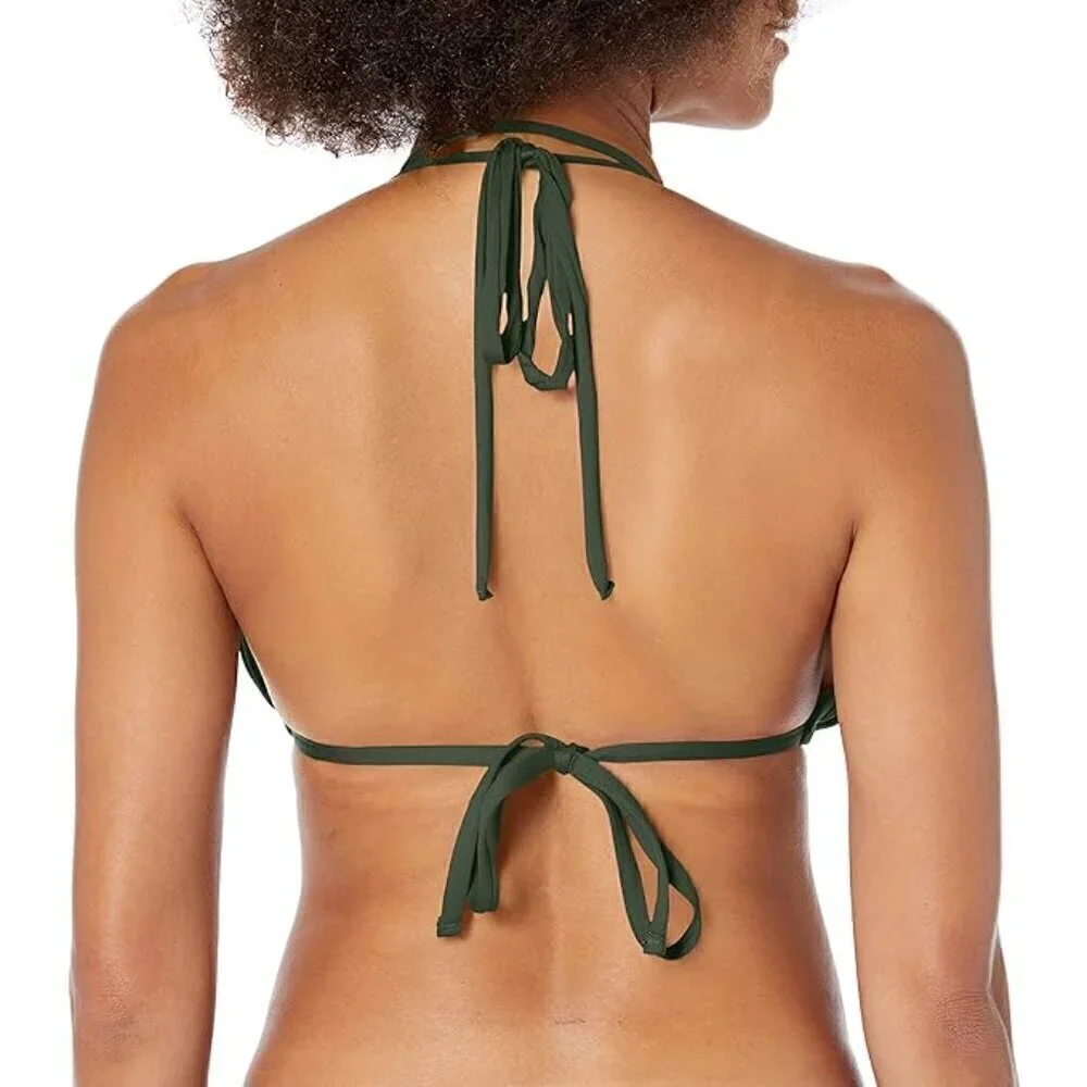 New La Blanca Women's Island Goddess Rouched Halter Bikini Swimsuit Top‎ sz 38DD